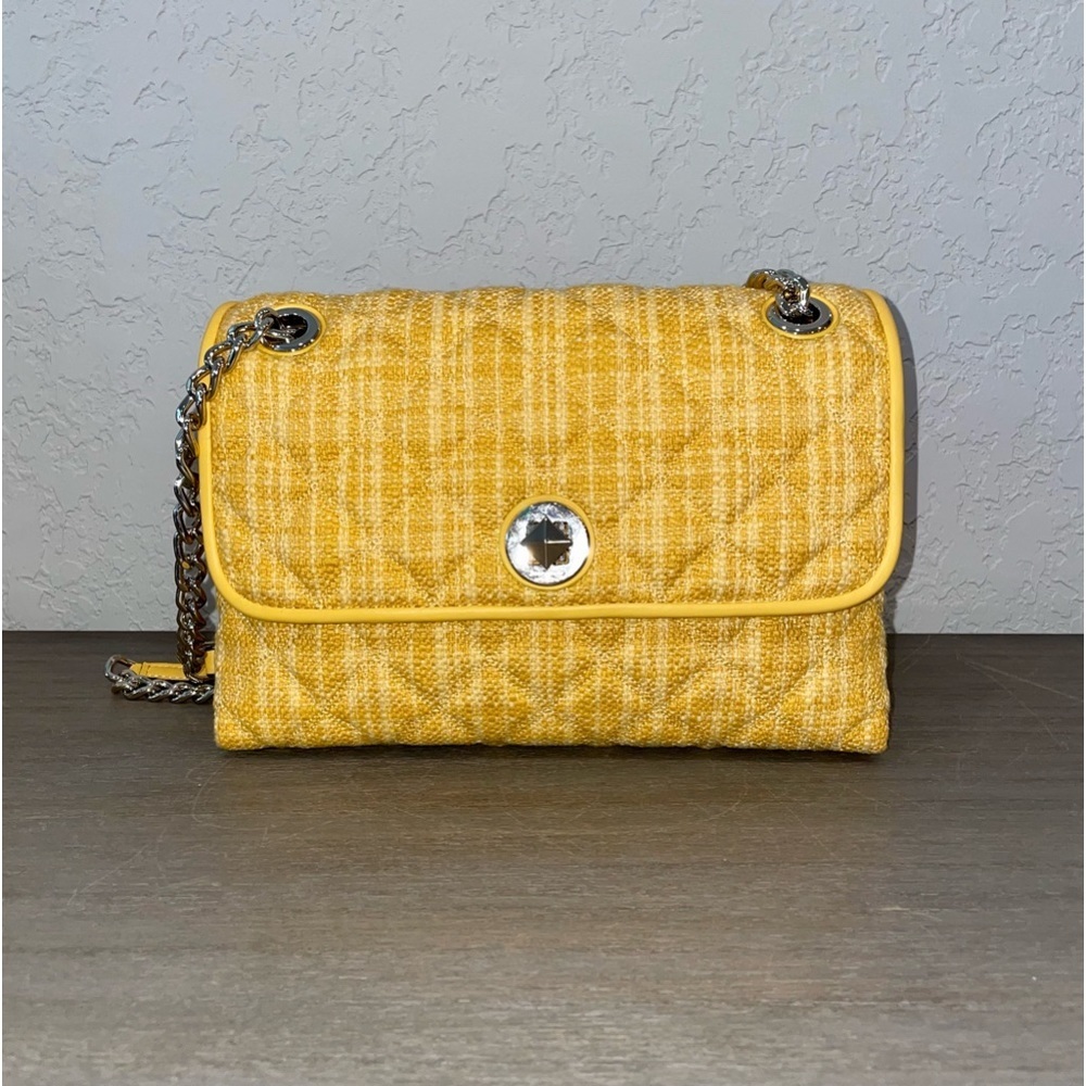 KATE Spade Natalia Tweed Medium Flap Quilted Shoulder Bag, Cut Mango